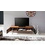 Wohnling TV lowboard REPA 140 cm massief hout Sheesham landhuis 2 deuren & compartiment | HiFi plank bruin / zwart 4 voet | TV dressoir vintage