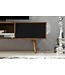 Wohnling TV lowboard REPA 140 cm massief hout Sheesham landhuis 2 deuren & compartiment | HiFi plank bruin / zwart 4 voet | TV dressoir vintage