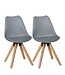Wohnling Set van 2 Retro Dining chair grijs | Scandinavian beklede stoel rugleuning | Keukenstoel gestoffeerde kunstleer