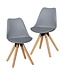 Wohnling Set van 2 Retro Dining chair grijs | Scandinavian beklede stoel rugleuning | Keukenstoel gestoffeerde kunstleer