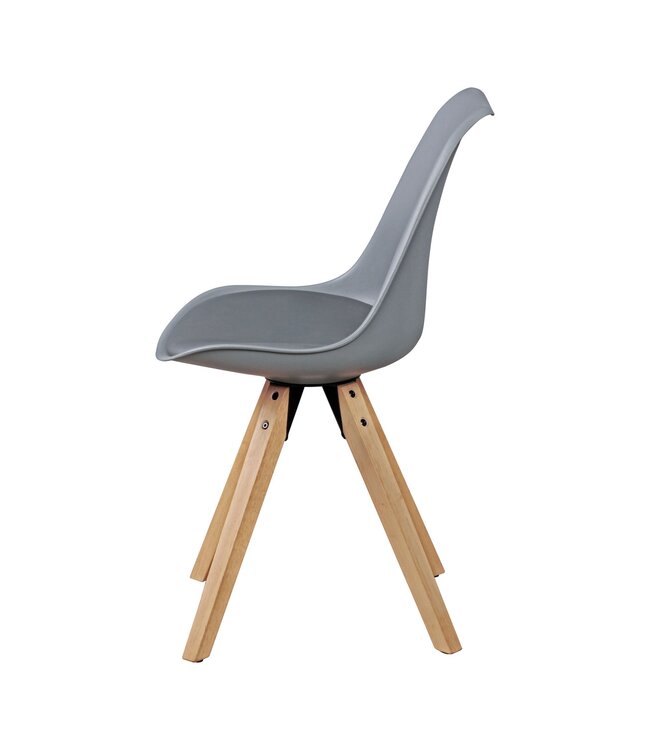 Wohnling Set van 2 Retro Dining chair grijs | Scandinavian beklede stoel rugleuning | Keukenstoel gestoffeerde kunstleer