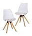 Wohnling 2-delige set retro eetkamerstoel LIMA wit, gestoffeerde stoel Scandinavische rugleuning, keukenstoel kunstleer gestoffeerd