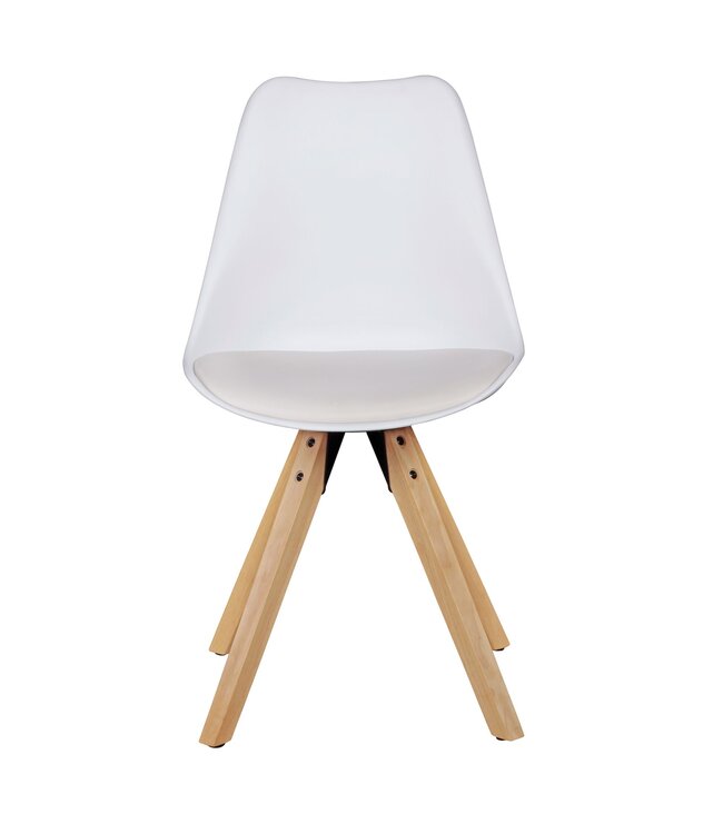 Wohnling 2-delige set retro eetkamerstoel LIMA wit, gestoffeerde stoel Scandinavische rugleuning, keukenstoel kunstleer gestoffeerd