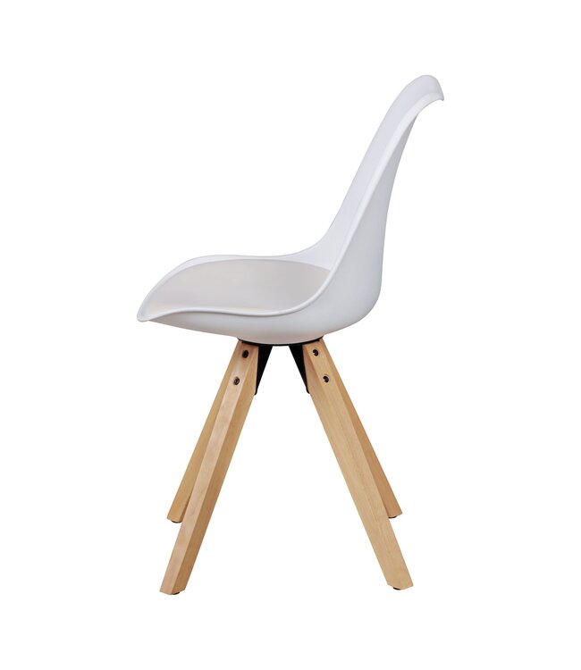 Wohnling 2-delige set retro eetkamerstoel LIMA wit, gestoffeerde stoel Scandinavische rugleuning, keukenstoel kunstleer gestoffeerd
