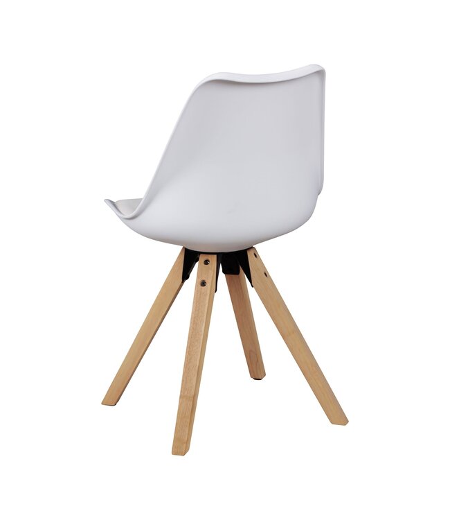 Wohnling 2-delige set retro eetkamerstoel LIMA wit, gestoffeerde stoel Scandinavische rugleuning, keukenstoel kunstleer gestoffeerd
