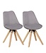 Wohnling Set van 2 Retro Dining Chair lichtgrijs beklede stoel bekleding gecapitonneerde rugleuning design keuken Chair
