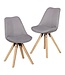 Wohnling Set van 2 Retro Dining Chair lichtgrijs beklede stoel bekleding gecapitonneerde rugleuning design keuken Chair