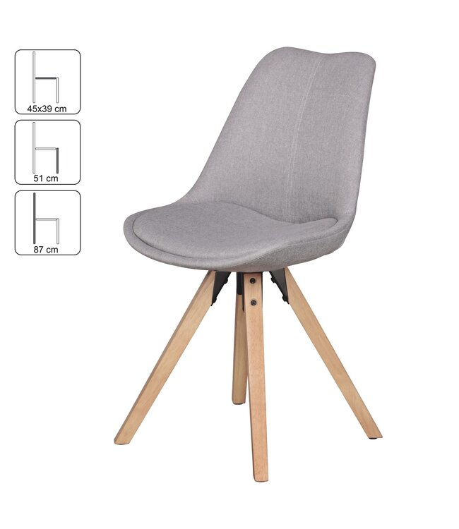 Wohnling Set van 2 Retro Dining Chair lichtgrijs beklede stoel bekleding gecapitonneerde rugleuning design keuken Chair