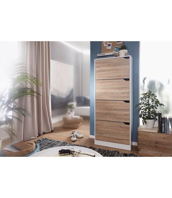 Wohnling schoenenkast 4 vakken voor vouwschoen dresser 150 cm schoenenkast 20 paar schoenen dresser schoen moderne tipper