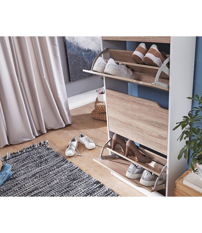 Wohnling schoenenkast 4 vakken voor vouwschoen dresser 150 cm schoenenkast 20 paar schoenen dresser schoen moderne tipper