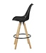 Wohnling 2 Set  LIMA zwart retro design  hout met rugleuning | Design Barstoel Retro Scandinavisch 2 stuks | Aanrecht hoogte zithoogte 77 cm
