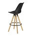 Wohnling 2 Set  LIMA zwart retro design  hout met rugleuning | Design Barstoel Retro Scandinavisch 2 stuks | Aanrecht hoogte zithoogte 77 cm