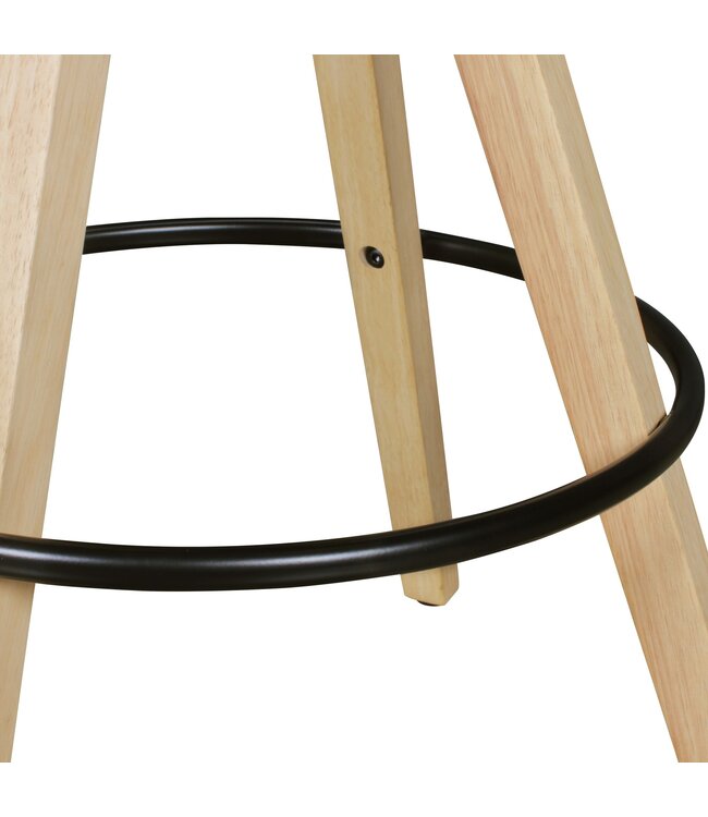 Wohnling 2 Set  LIMA zwart retro design  hout met rugleuning | Design Barstoel Retro Scandinavisch 2 stuks | Aanrecht hoogte zithoogte 77 cm