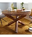 Wohnling ontwerp Eettafel rond Ø 120 cm x 75 cm massief hout Sheesham | Cottage eettafel 4 personen | Keuken tafel voor eetkamer tafel bruin