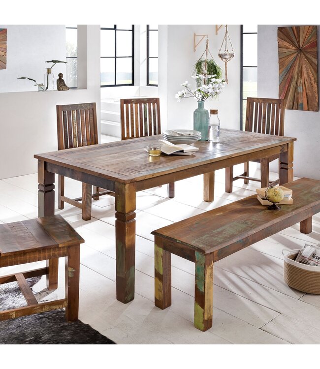 Wohnling eettafel DELHI 120 x 70 x 76 cm Mango shabby chic massief hout | Ontwerp uw villa te dineren boot hout | Tafel om te dineren rechthoekige | Kitchen Table 4 - 6 personen