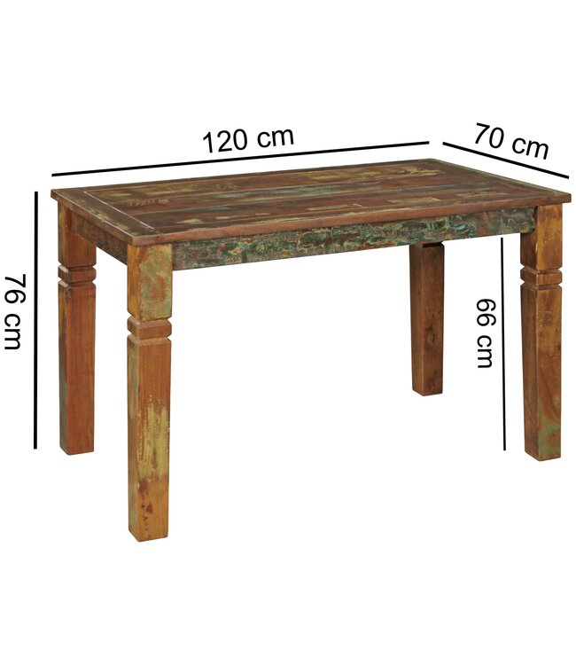 Wohnling eettafel DELHI 120 x 70 x 76 cm Mango shabby chic massief hout | Ontwerp uw villa te dineren boot hout | Tafel om te dineren rechthoekige | Kitchen Table 4 - 6 personen