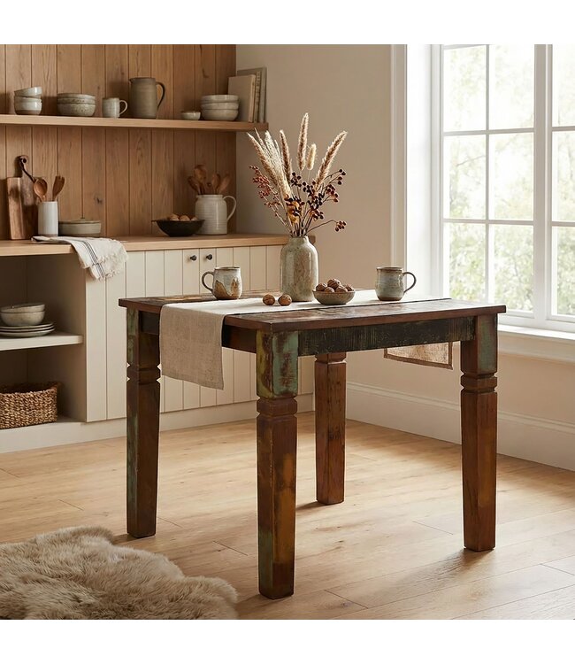 Wohnling eettafel DELHI 80 x 80 x 76 cm Mango shabby chic massief hout | Ontwerp uw villa te dineren boot hout | Tafel om te dineren rechthoekige | Keukentafel 4 personen
