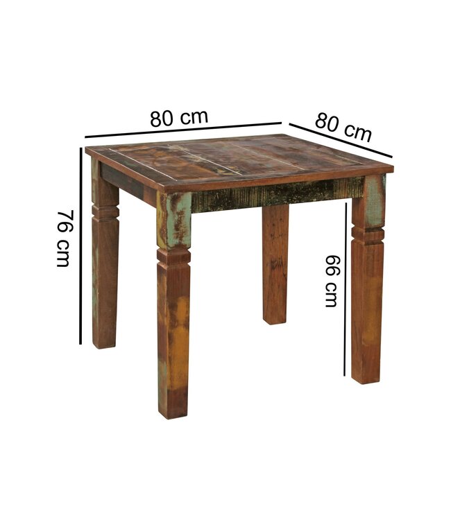Wohnling eettafel DELHI 80 x 80 x 76 cm Mango shabby chic massief hout | Ontwerp uw villa te dineren boot hout | Tafel om te dineren rechthoekige | Keukentafel 4 personen