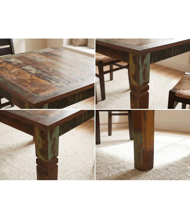 Wohnling eettafel DELHI 80 x 80 x 76 cm Mango shabby chic massief hout | Ontwerp uw villa te dineren boot hout | Tafel om te dineren rechthoekige | Keukentafel 4 personen