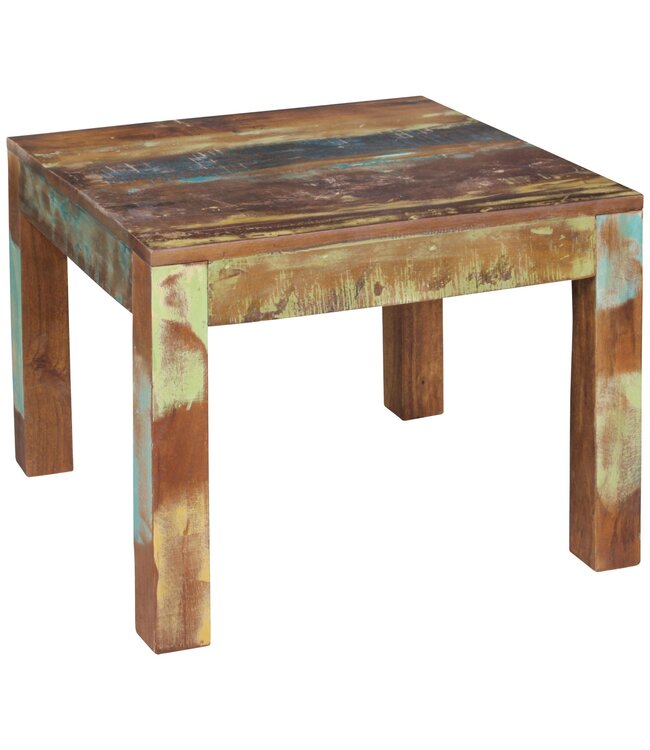 Wohnling salontafel DELHI 60 x 60 cm recycling Vintage massief houten salontafel | Ontwerp bijzettafel Country House salontafel | Tafel voor Living Room Shabby Chic in mangoboom