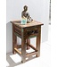 Wohnling tafel DELHI 30 x 30 x 50 cm massief houten nachtkastje met opslag & schuiflade | Night Shabby chic | Nachtschrank Mango gerecycled hout boot