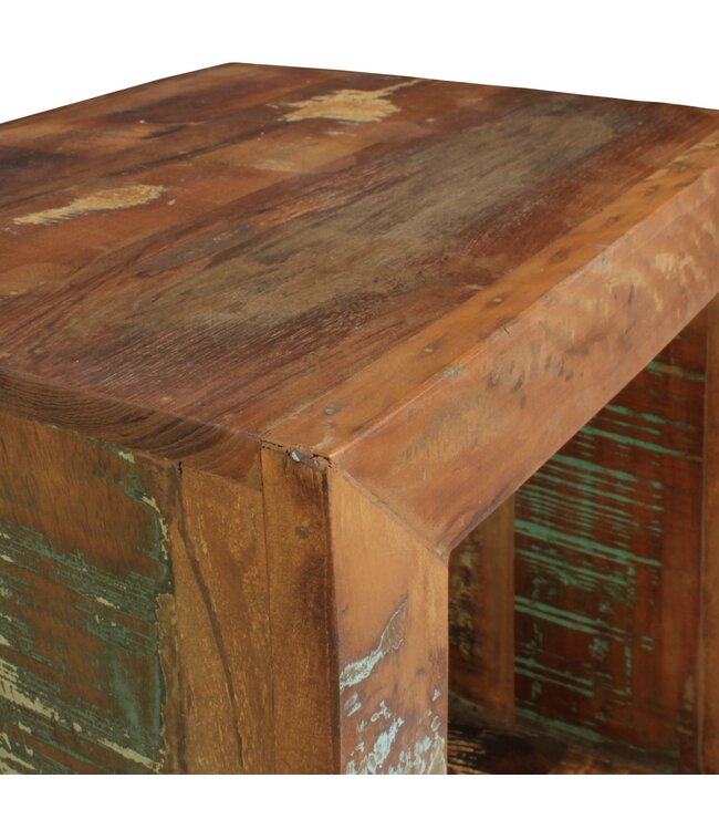 Wohnling Bijzettafel Calcutta 45 x 45 x 35 cm, Massief Houten Cube Tafel voor Woonkamer, Salontafel met Opbergruimte, Nachtkastje - Nachtconsole - Nachtkastje