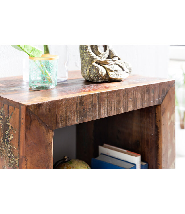 Wohnling Stellingen Delhi 45 x 35 x 90 cm boekenkast Mango massief houten | Ontwerp plank 2 planken Shabby gerecycled boot hout |