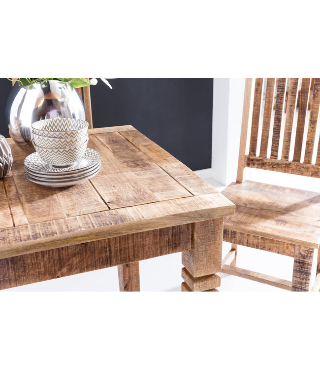 Wohnling eettafel RUSTICA 80 x 80 x 76 cm mango hardhout Plein | Rustic Kitchen Table | Ontwerp houten eettafel | Eettafel voor 4 personen echt hout
