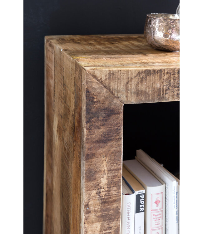 Wohnling Stellingen RUSTICA massief Mango 90 x 45 x 35 cm 2 legborden | Ontwerpen van houten plank Nature | Bijzettafel landelijke stijl | Kleine boekenkast massief hout