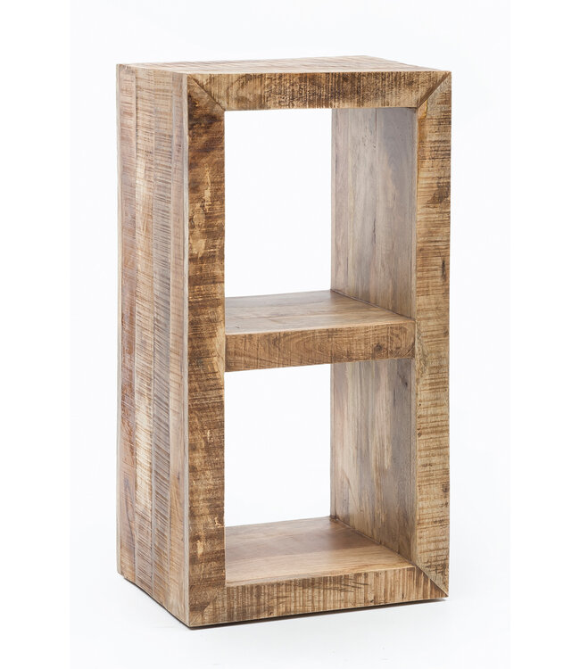Wohnling Stellingen RUSTICA massief Mango 90 x 45 x 35 cm 2 legborden | Ontwerpen van houten plank Nature | Bijzettafel landelijke stijl | Kleine boekenkast massief hout