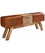 Wohnling Ontwerp Turn Bock Bench Brown Opbergruimte 120 x 29 x 53 cm | Draai voetbank gemaakt van echt leer vouwen compartiment | Kruk Garderobebank Kruk gymnastiek- bank