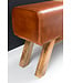 Wohnling Ontwerp Turn Bock Bench Brown Opbergruimte 120 x 29 x 53 cm | Draai voetbank gemaakt van echt leer vouwen compartiment | Kruk Garderobebank Kruk gymnastiek- bank