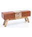 Wohnling Ontwerp Turn Bock Bench Brown Opbergruimte 120 x 29 x 53 cm | Draai voetbank gemaakt van echt leer vouwen compartiment | Kruk Garderobebank Kruk gymnastiek- bank