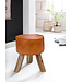 Wohnling Ontwerp Draai Bock Kruk Bruin leer 37 x 37 x 45 cm | Draai krukken met houten poten lederen stoelen | Kruk gymnastiek bank