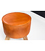 Wohnling Ontwerp Draai Bock Kruk Bruin leer 37 x 37 x 45 cm | Draai krukken met houten poten lederen stoelen | Kruk gymnastiek bank