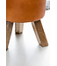 Wohnling Ontwerp Draai Bock Kruk Bruin leer 37 x 37 x 45 cm | Draai krukken met houten poten lederen stoelen | Kruk gymnastiek bank