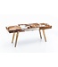 Wohnling zitplaatsen binnen echte geitenleer Bruin Wit 120 x 40 x 52cm | Ontwerp gang bench decoration | Bank voor slaapkamer villa opgevuld gestoffeerde bank