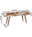 Wohnling zitplaatsen binnen echte geitenleer Bruin Wit 120 x 40 x 52cm | Ontwerp gang bench decoration | Bank voor slaapkamer villa opgevuld gestoffeerde bank