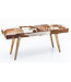 Wohnling zitplaatsen binnen echte geitenleer Bruin Wit 120 x 40 x 52cm | Ontwerp gang bench decoration | Bank voor slaapkamer villa opgevuld gestoffeerde bank