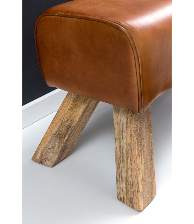 Wohnling Ontwerp Turn Bock plaatsen leder bruin 90 x 30 x 43 cm | Draai voetenbankje lederen bank | Kruk Garderobebank Kruk gymnastiek- bank