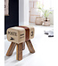 Wohnling Ontwerp Turn Bock kruk CANVAS Brown 40 x 30 x 47 cm | Draai kruk kruk leer kruk | Extra kruk leren poef
