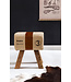 Wohnling Ontwerp Turn Bock kruk CANVAS Brown 40 x 30 x 47 cm | Draai kruk kruk leer kruk | Extra kruk leren poef