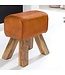 Wohnling Ontwerp Draai Bock Stool Brown 40 x 30 x 47 cm | Draai kruk kruk leer kruk | Extra kruk leren poef