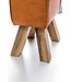 Wohnling Ontwerp Draai Bock Stool Brown 40 x 30 x 47 cm | Draai kruk kruk leer kruk | Extra kruk leren poef