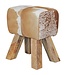 Wohnling Ontwerp Turn Bock kruk geitenleer Brown / White 40 x 30 x 47 cm | Draai kruk kruk leer kruk | Extra kruk leren poef
