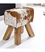 Wohnling Ontwerp Turn Bock kruk geitenleer Brown / White 40 x 30 x 47 cm | Draai kruk kruk leer kruk | Extra kruk leren poef