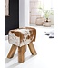 Wohnling Ontwerp Turn Bock kruk geitenleer Brown / White 40 x 30 x 47 cm | Draai kruk kruk leer kruk | Extra kruk leren poef