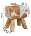Wohnling Ontwerp Turn Bock kruk geitenleer Brown / White 40 x 30 x 47 cm | Draai kruk kruk leer kruk | Extra kruk leren poef