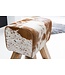 Wohnling Ontwerp Turn Bock kruk geitenleer Brown / White 40 x 30 x 47 cm | Draai kruk kruk leer kruk | Extra kruk leren poef