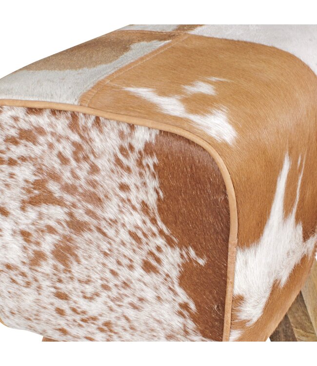 Wohnling Ontwerp Turn Bock kruk geitenleer Brown / White 40 x 30 x 47 cm | Draai kruk kruk leer kruk | Extra kruk leren poef